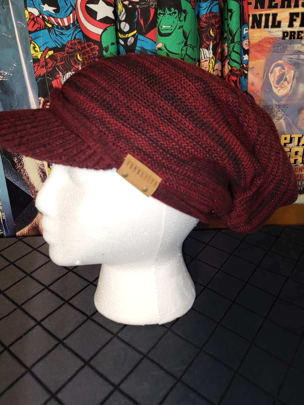 Forbusite Knit Beanie Slouchy Fleece Lined Hippie Ski Hat With Brim Os New